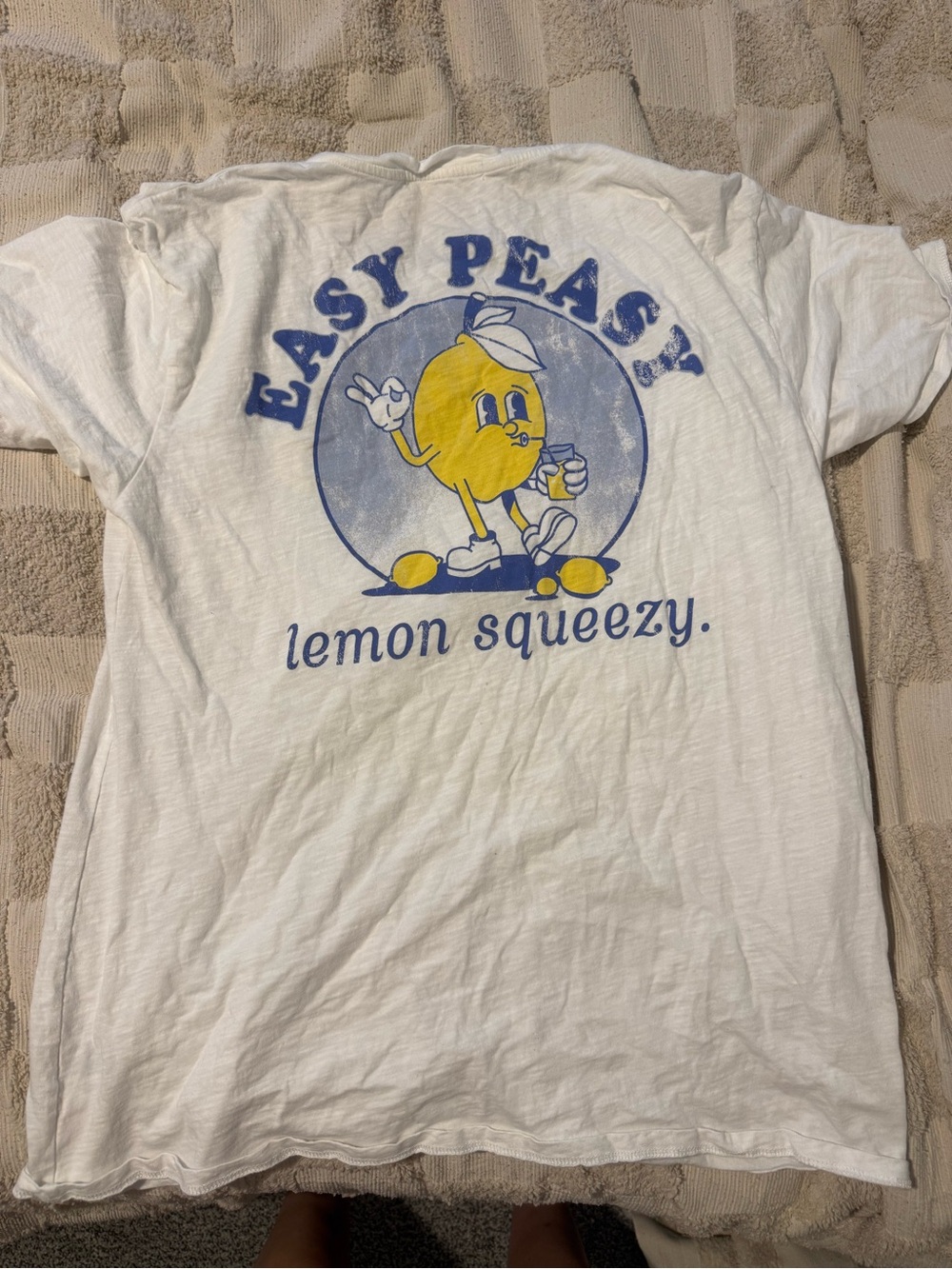 Easy Peasy Lemon Squeezy Graphic Tee - White with Yellow & Blue